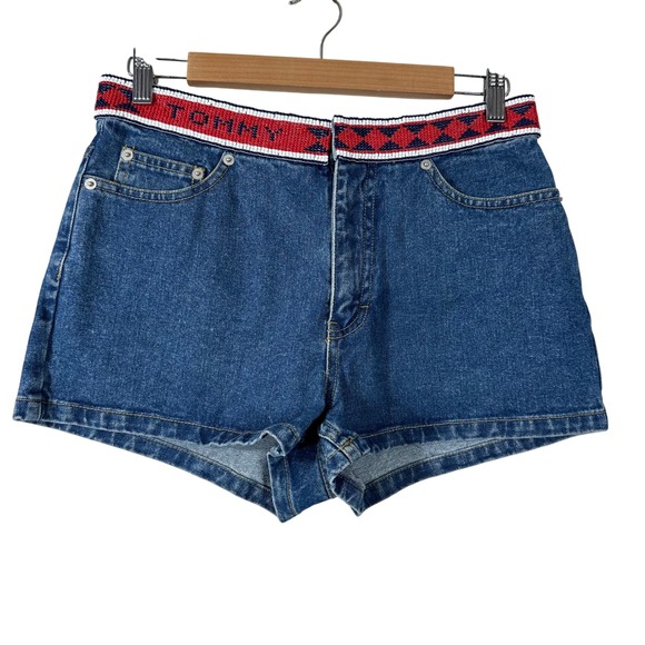 Tommy Hilfiger Women's Shorts Demin Cotton Beaded Waist‎ Vintage 90's Y2K Size 8 - Picture 1 of 7